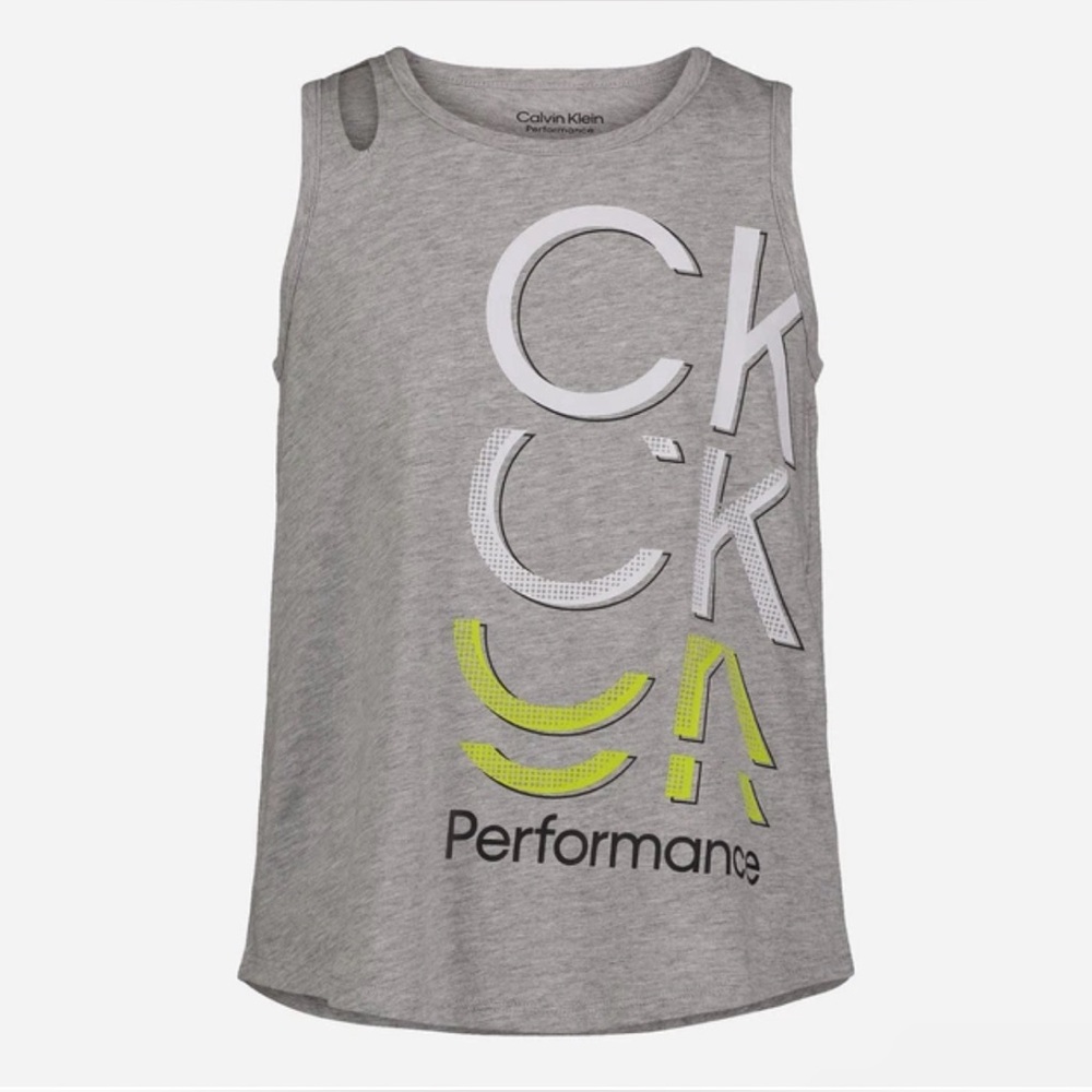 NWT Calvin Klein Performance Big Girls Sleeveless Cutout Logo Tank Top